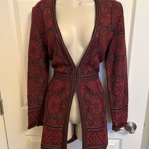 Peruvian connection - Red Pima Cotton Cardigan - Size Medium